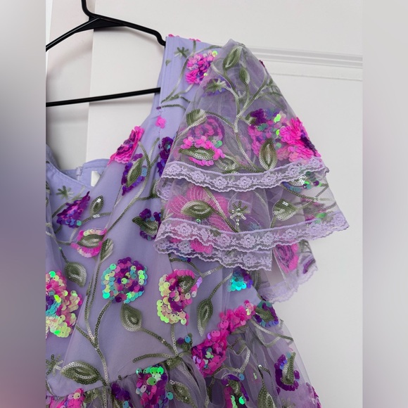 JessaKae Lavender Dress with Pink and Green Sequins - Picture 3 of 8